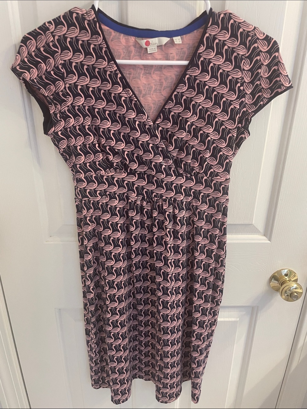 Boden Dress with Pink Flamingo Print